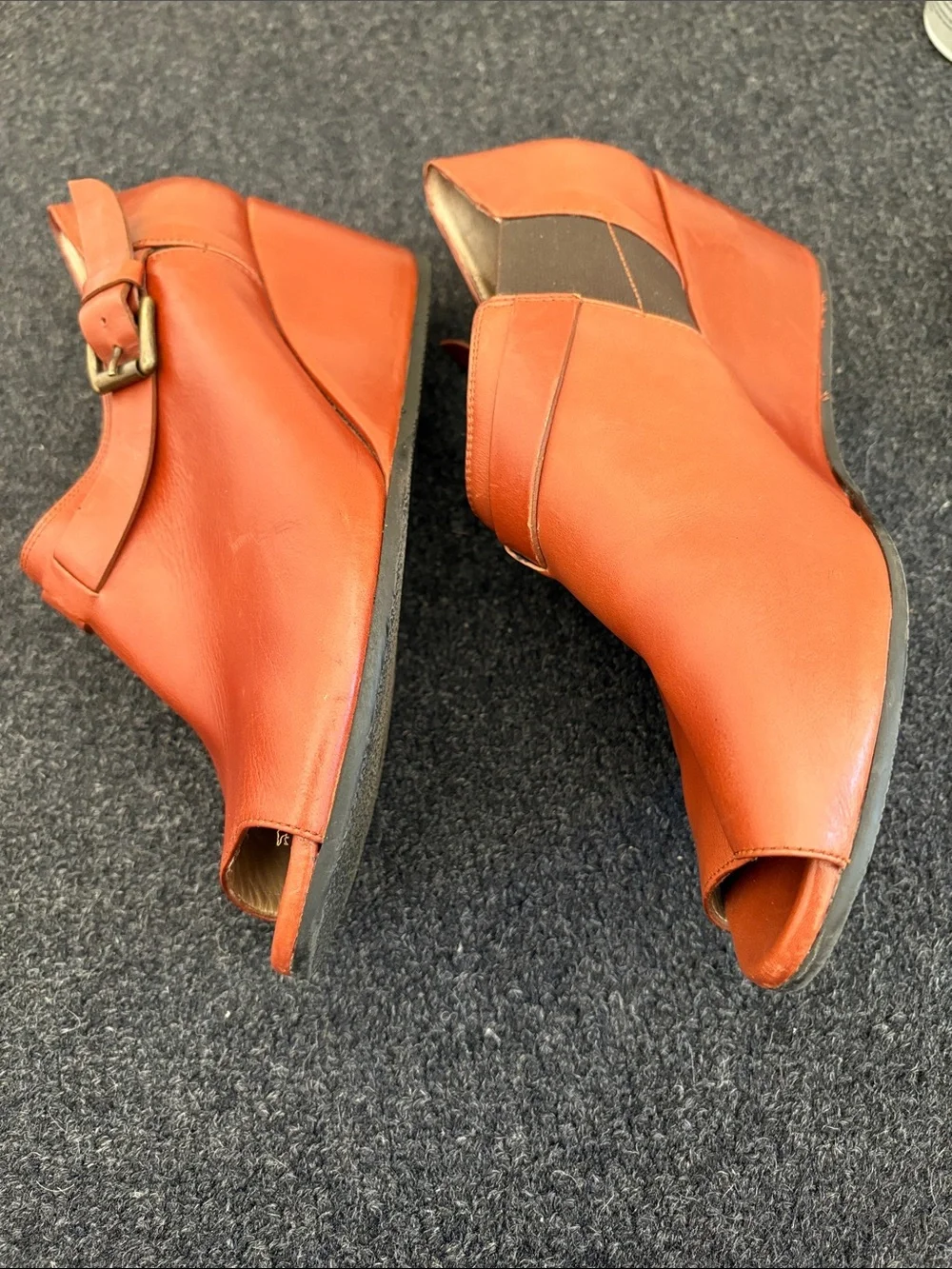 Anyi Lu  saddle, Melanie peep toe booties